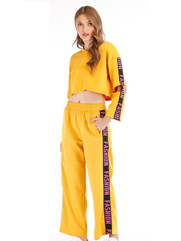 Letter Printed Split-Joint Sports Suits