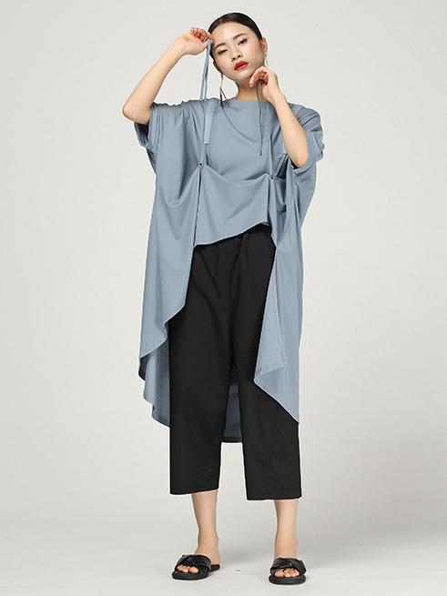 Retro Irregular Cotton Long T-shirt