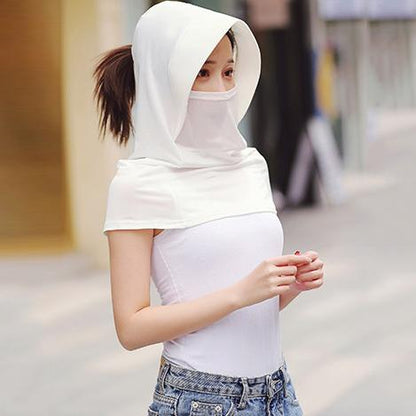 Solid Color Gauze Ice Silk Mask Multi-Functional Sunscreen Hat