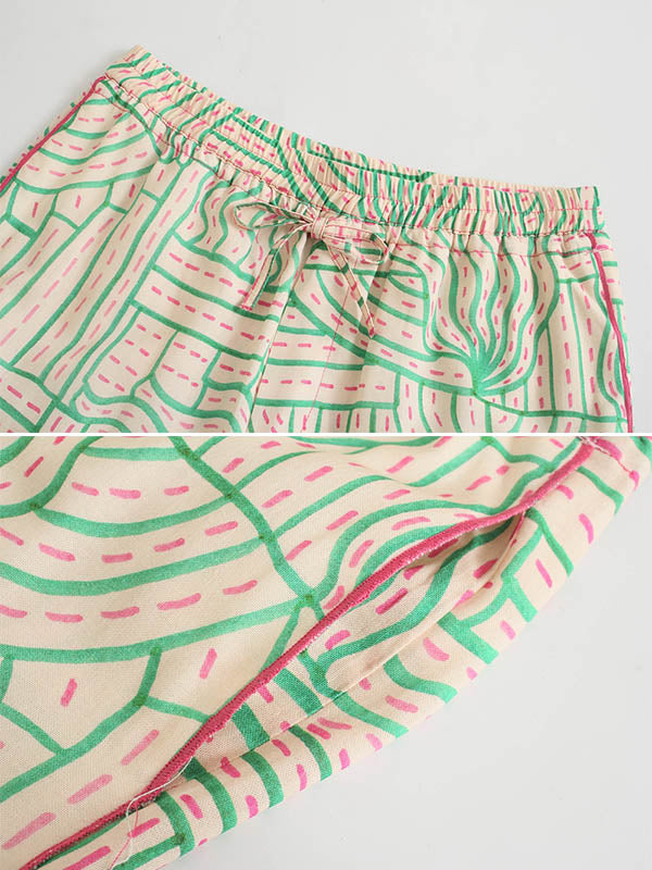 Fashion Asymmetric Printed Column Pants