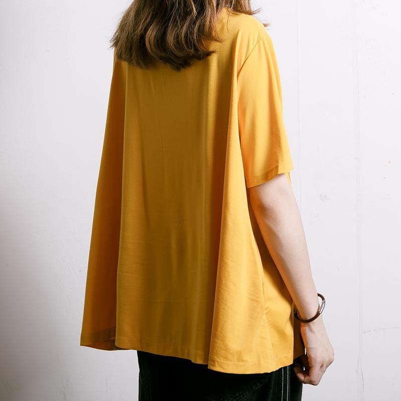 Comfortable Solid Color Pleated Summer T-Shirt