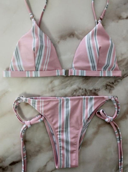 Ribbed Triangle Top With Panty Bikini Set