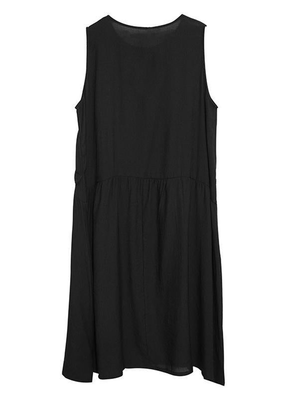 Original Solid Irregularity Sleeveless Dress