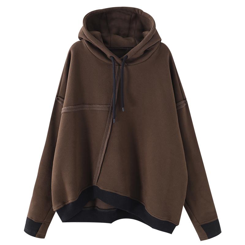 Buykud Pure Color Drawstring Plus Velvet Hoodie