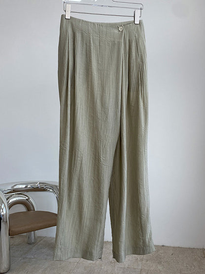 Simple Solid Color High Waisted Wide Leg Pants