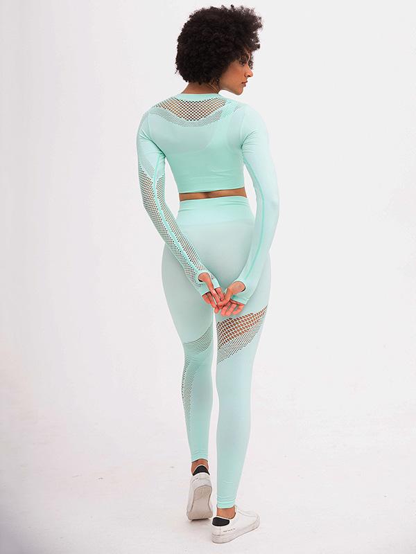 Sexy Hollow Long Sleeves Yoga Suits