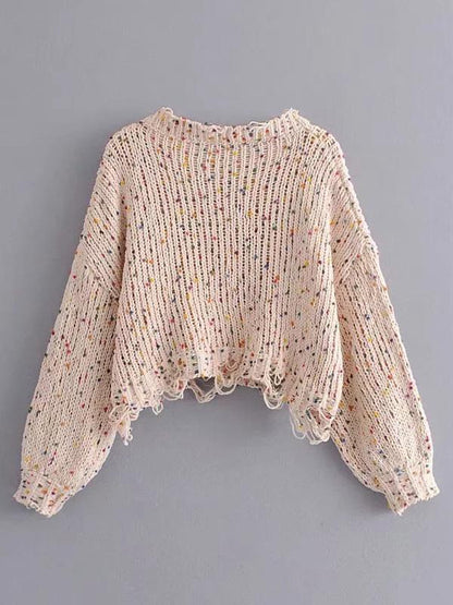 Knitting Holes Loose Sweater Tops