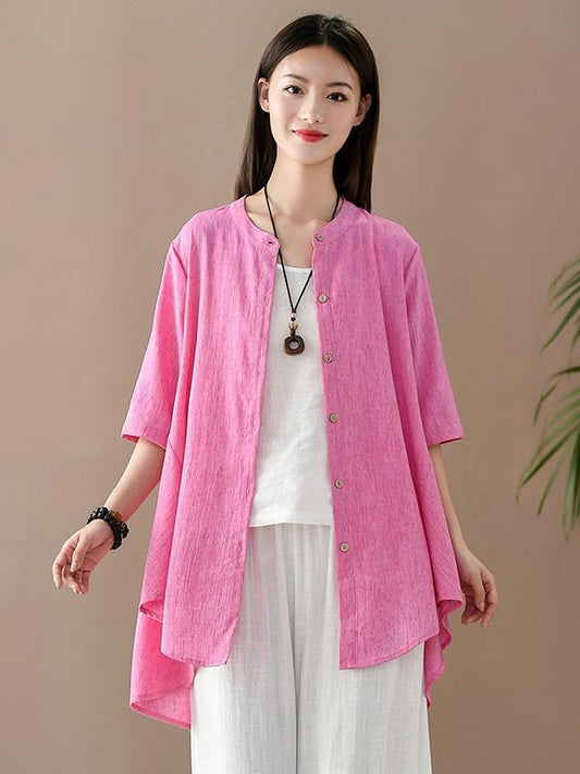 Vintage Irregularity Solid Blouses&Shirts Tops