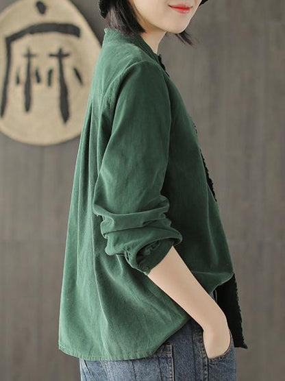 Corduroy Loose Fresh Solid Blouse Top