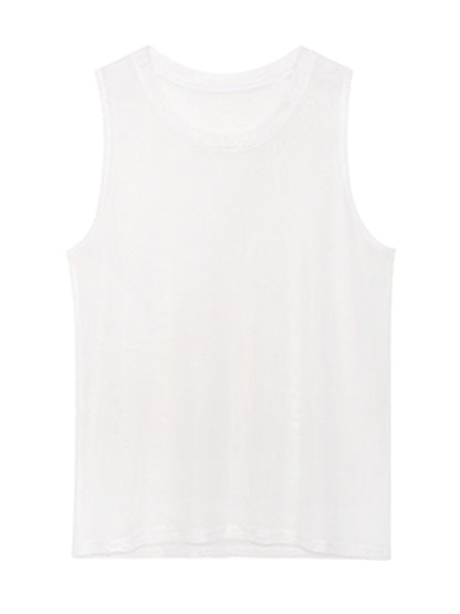 Cool Girl Black&White See-Through Round-Neck Vest Top
