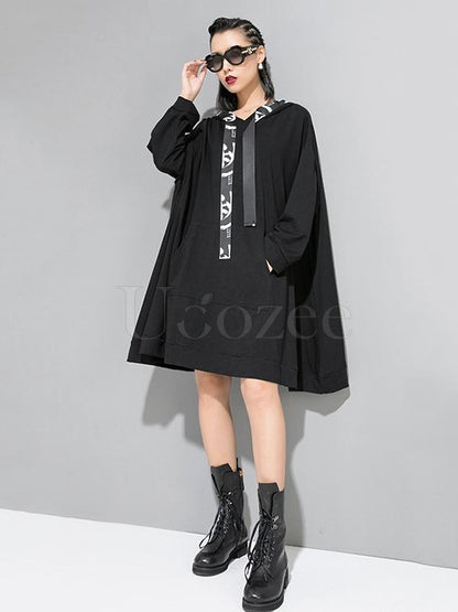 Casual Split-joint Hoodie Goth Sweatshirt Dress