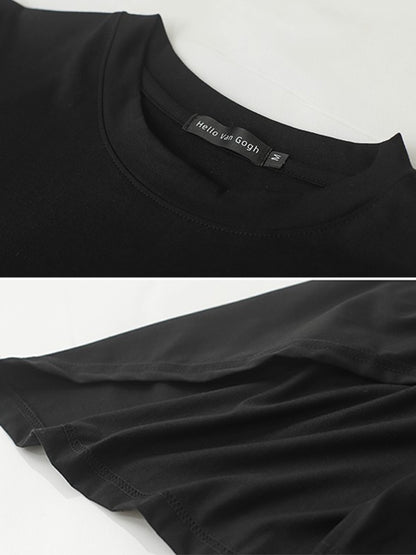 Urban Fashion Asymmetric H-Line Short Sleeves Midi Dress