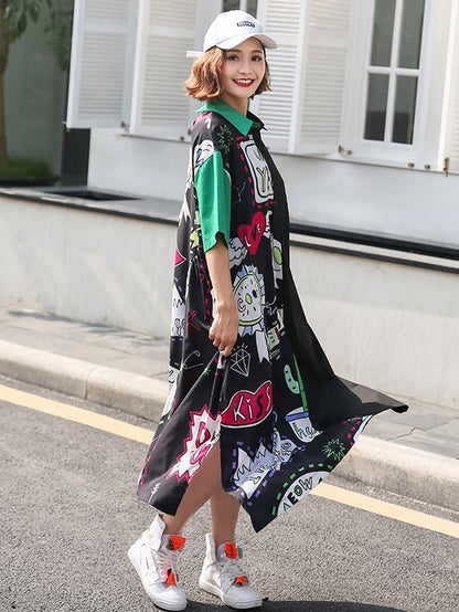 Oversize Printed Split-joint Dress