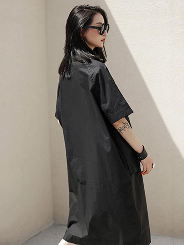 Loose Black Cool Long Shirt Dress
