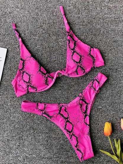 Snakeskin&Leopard Underwired Bikinis Swimwear