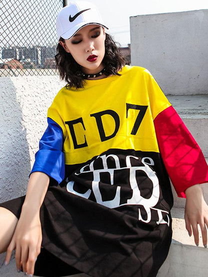 Loose Printed Letter T-Shirt Dress