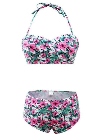 Floral High Waisted Bikini Set