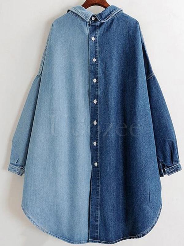 Casual Split-joint Jean Shirt