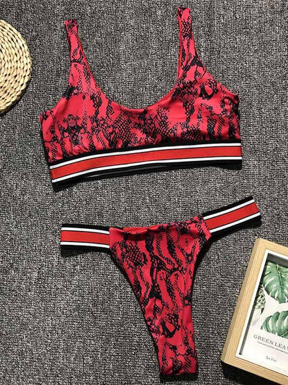 Snakeskin&Leopard Printed Bikinis Swimwear