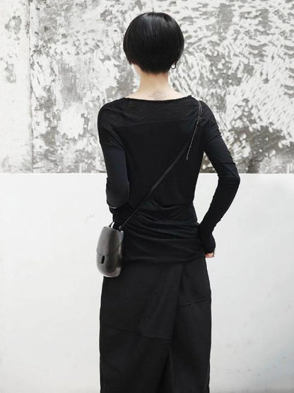 V-neck Cropped Split-joint Shirt Tops