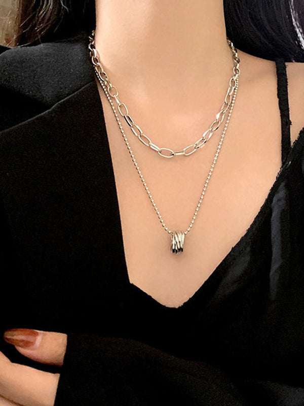 Simple Chic Alloy Double Layer Chains Necklace