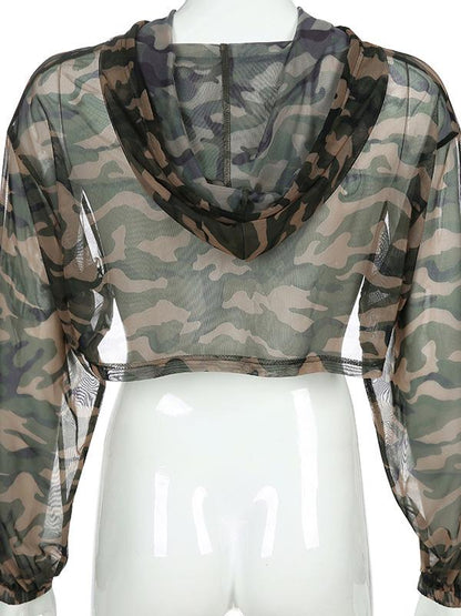 Camo Mesh Long Sleeve Hoodies