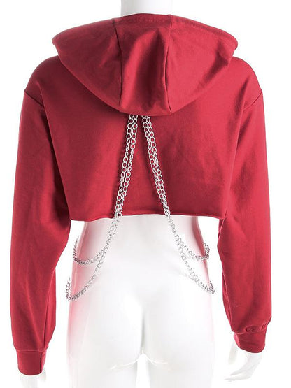 Hooded Chains Short Sleeves Hoodies & Jackets