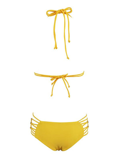 Sexy Hollow Bandage Split Type Bikini Swimsuit