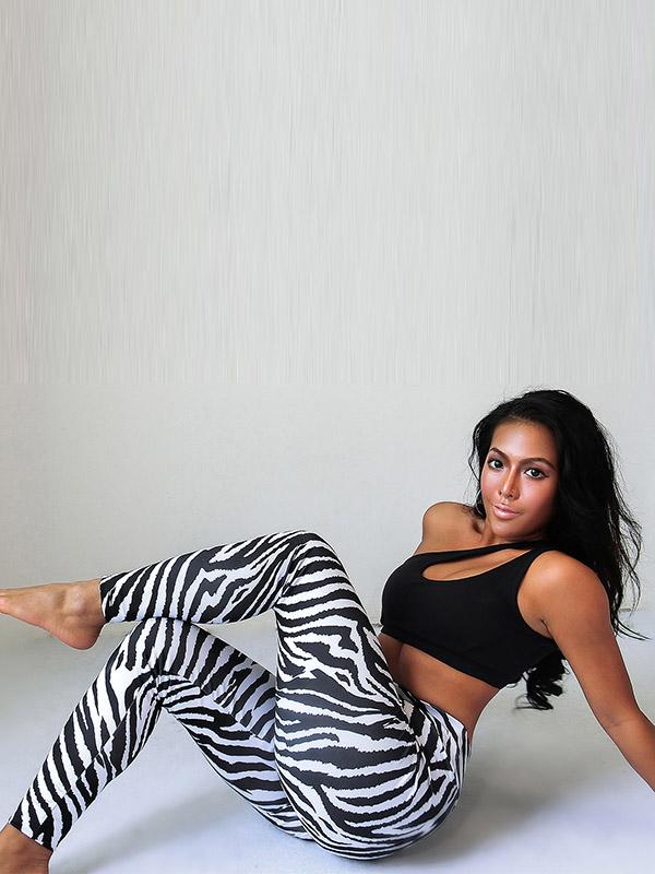 Striped Wrap High-Waisted Sports Leggings