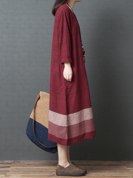 Ramie Cotton Loose Plus Size Midi Dresses