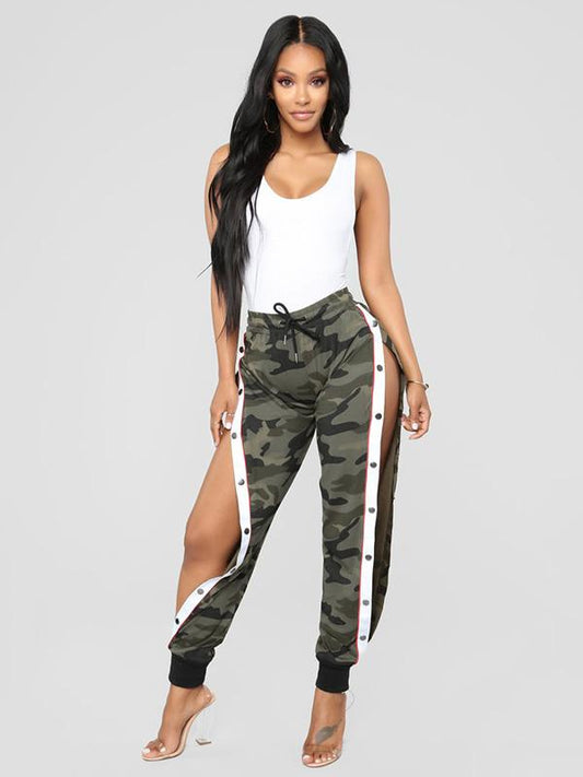 Fashion Casual Camouflage Split-Side Pants