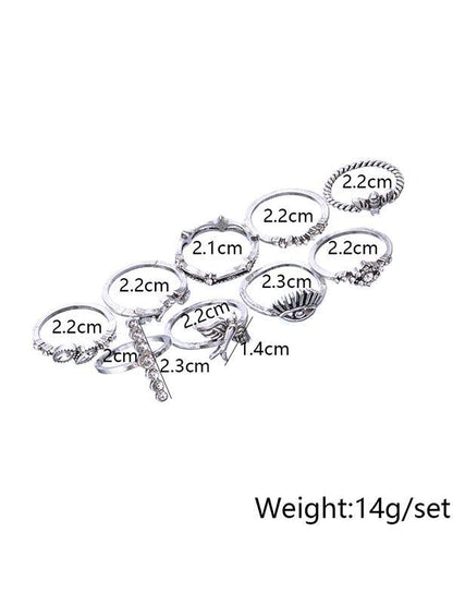 9pcs Bee Branch Pattern Rings Accessories