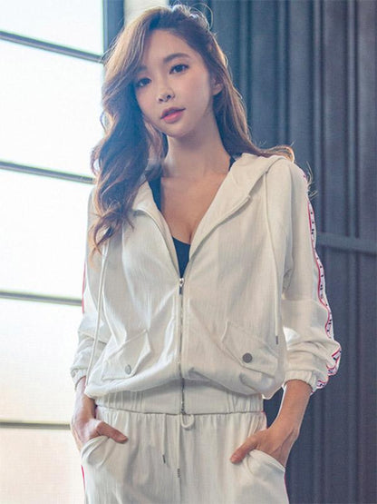 Letter Printed Zipper Sports Hoodies