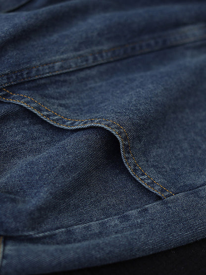 Casual Elastic Waist Wide Leg With Large Pocket Jean Pants