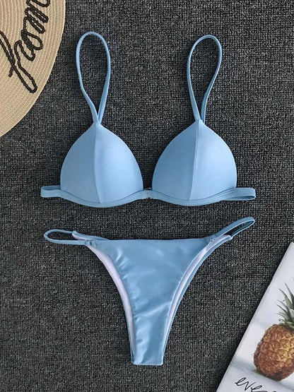 Solid Scrunch Bikini Swimsuit