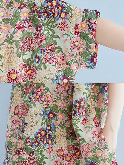 Original Floral Round-Neck Midi Dress