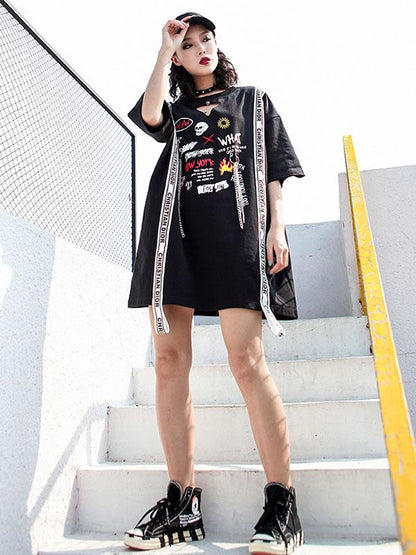 Summer Hip-hop Printed T-shirt Dress