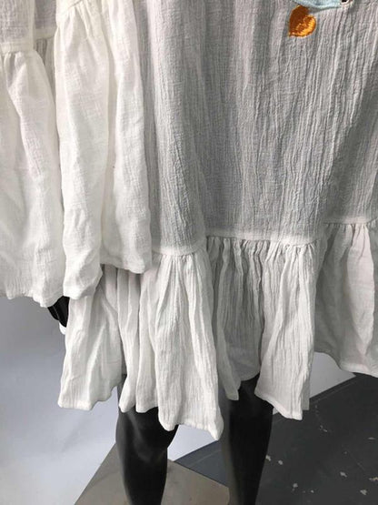 Embroidered Flared Sleeves Mini Dress