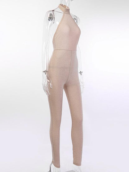 Halterneck Backless Fitness Jumpsuits