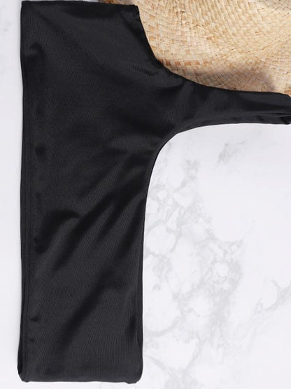 One Shoulder Plain Bikini Swimsuit