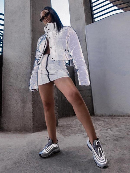Solid Zipper High Waist Skirts
