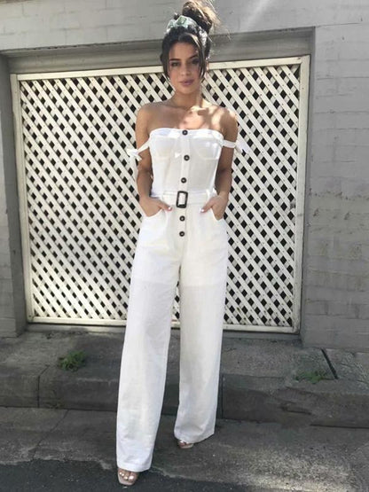 Casual Fashion Straight Leg Spaghetti-neck Jumpsuits