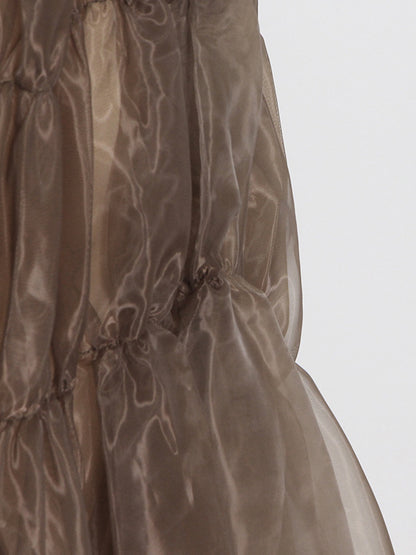 Fashion Solid Color Split-Joint A-Line Bubble Skirt