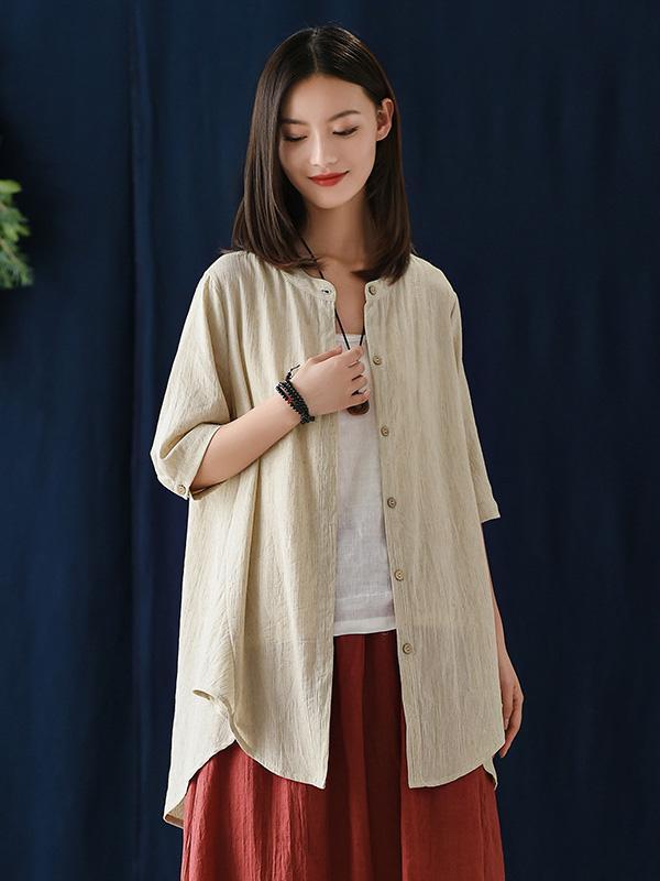 Vintage Irregularity Solid Blouses&Shirts Tops