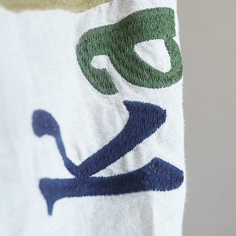 Casual Loose Letter Embroidery Midi Shirt Dress