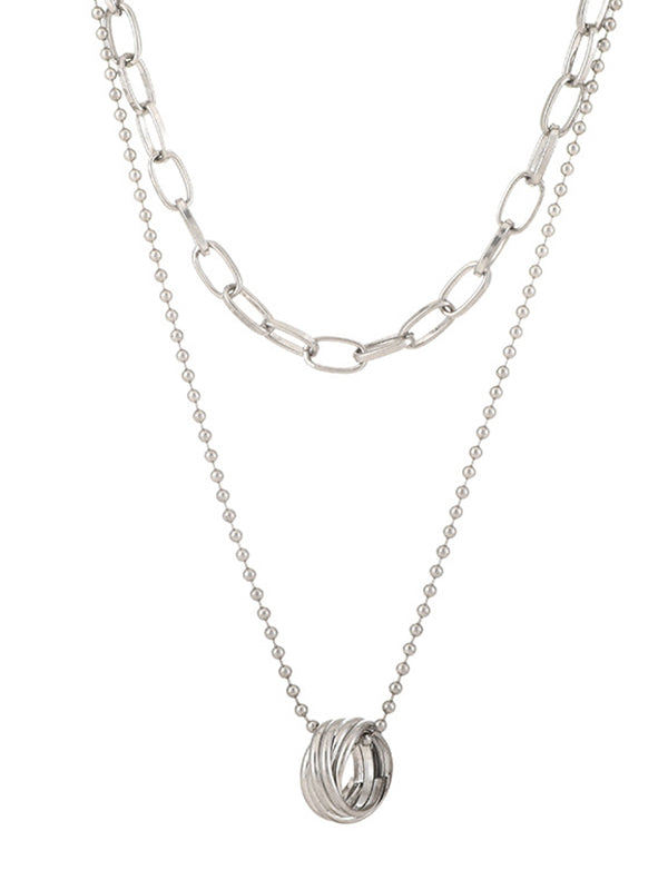 Simple Chic Alloy Double Layer Chains Necklace