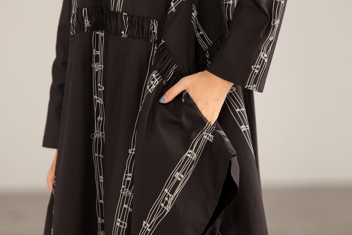 Autumn Cotton Polyeste Irregular Commuter Print Dress