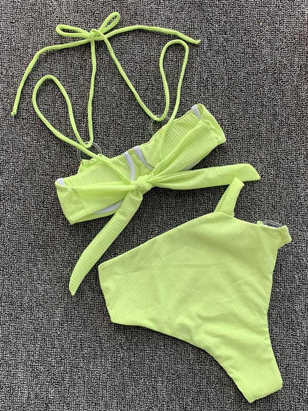 Solid Color Bandage Bikini Swimsuit