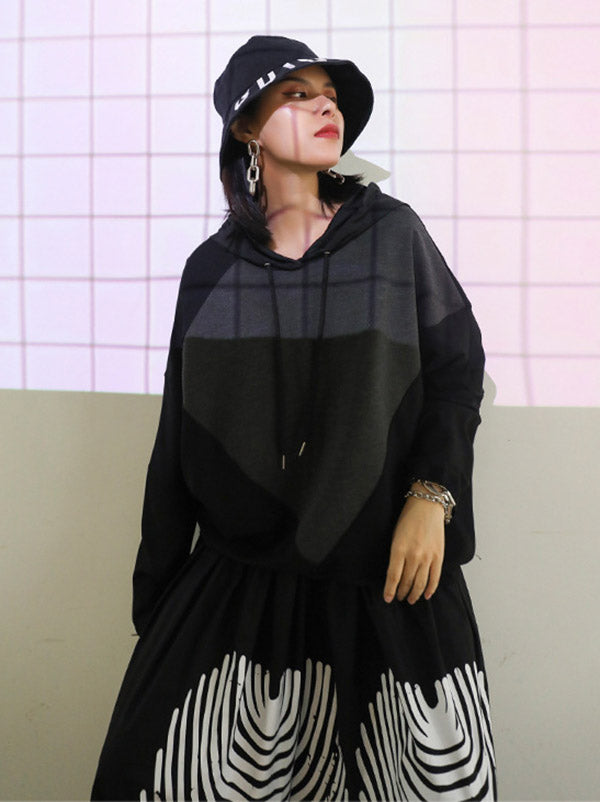 Casual Hooded Drawstring Split-Joint Hoodies&Sweatshirt Tops