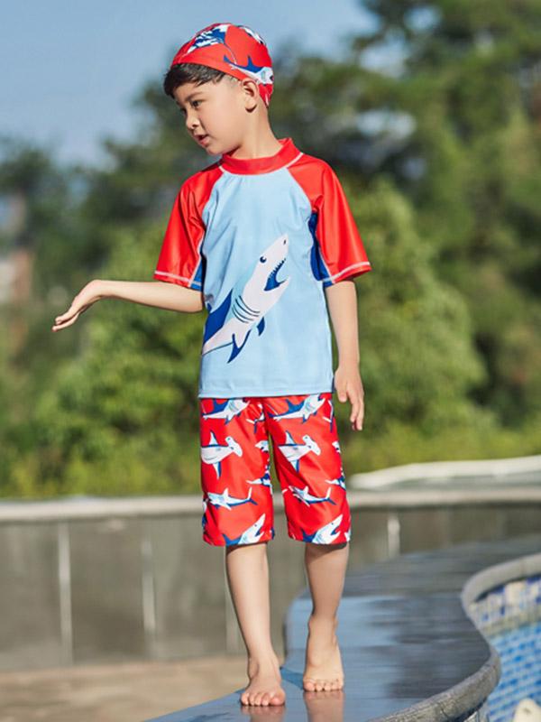AONIHUA Shark Printed Two Pieces Boy Swimwear